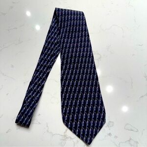 Elegant Navy Blue Patterned Men's Tie